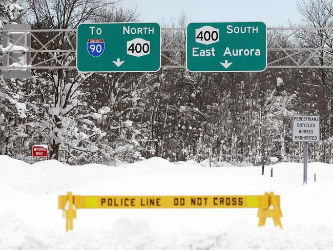 Heavy snow forced road closures across western New York.