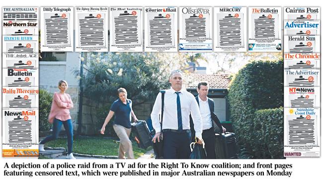 John Veloudos reads The Australian with the front page devoted to the Your Right To Know campaign in Adelaide, along with the statements made by major newspapers around the country --