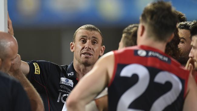 Simon Goodwin appears to be running out of messages to send to his players. Picture: Getty Images