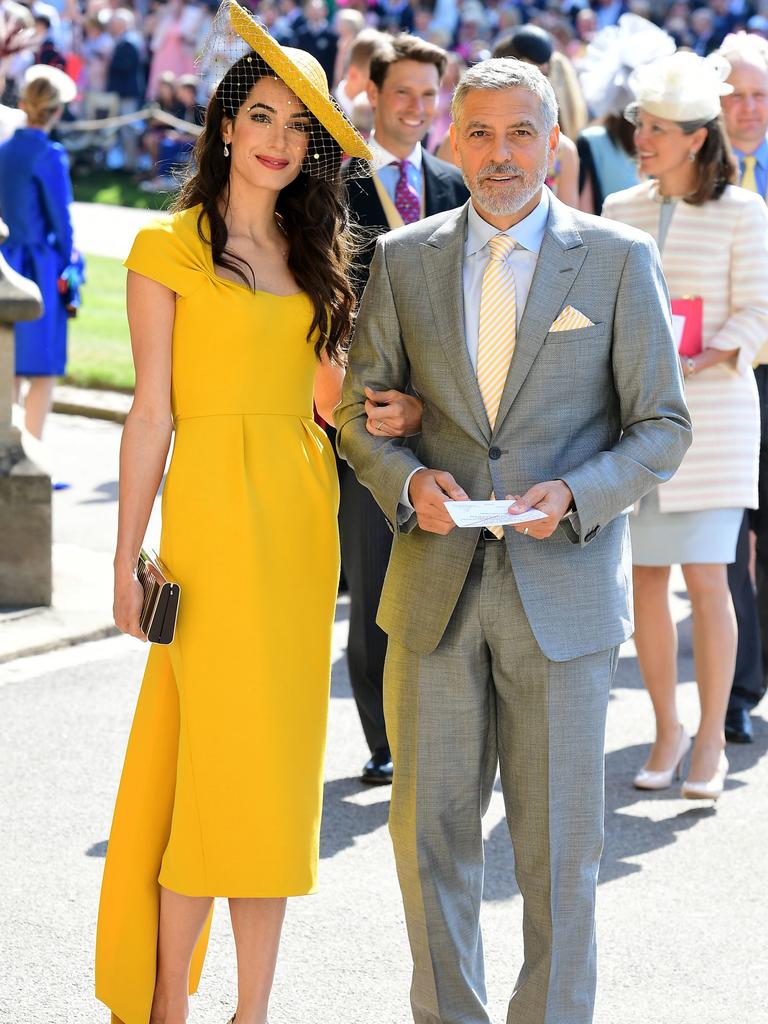 Amal and George Clooney arriving at Meghan and Harry’s wedding in May 2018. Picture: Ian West/WPA Pool/Getty Images.