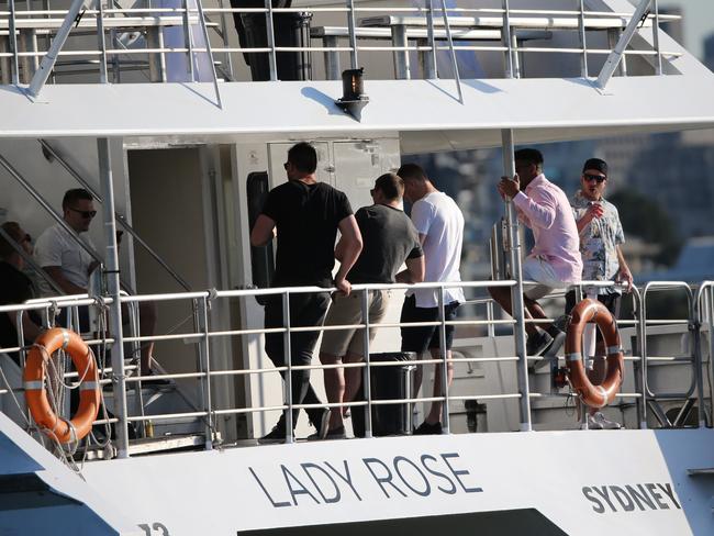 Wests Tigers players are heading off for a harbour cruise for Mad Monday. Photo: Bob Barker.