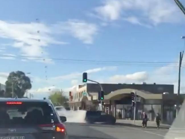 Screengrabs from supplied video of of an Incident in Greenacre where a car crashed into a shop Hijab House,, from twitter acct @yanitacalmdown, https://twitter.com/yanitacalmdown/status/1263350679076130816
