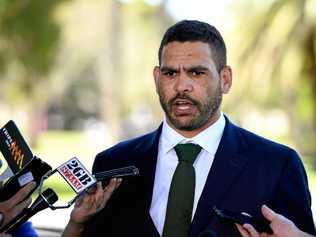 South Sydney Rabbitohs NRL player Greg Inglis addresses media after his drink driving charge. Picture: JOEL CARRETT