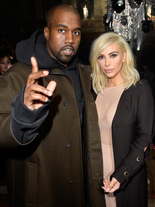 Kanye West and Kim Kardashian at the Lanvin show in Paris last week. Picture: Getty