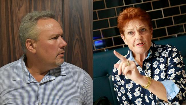 Mirani MP Stephen Andrew and Senator Pauline Hanson. Pictures: Zizi Averill / Stephen J. Vi