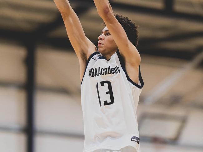 Sebastien Emenalo in action for the NBA Global Academy at the 2025 Basketball Australia Under-20 National Championships. Picture: Taylor Earnshaw