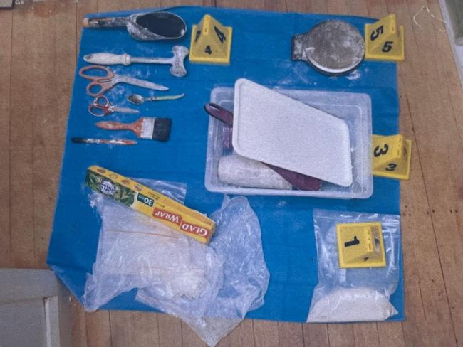 Crime scene images tendered in the trial of NRL Nicho Hynes’ mum Julie Hynes over allegations of heroine supply. Picture: Supplied