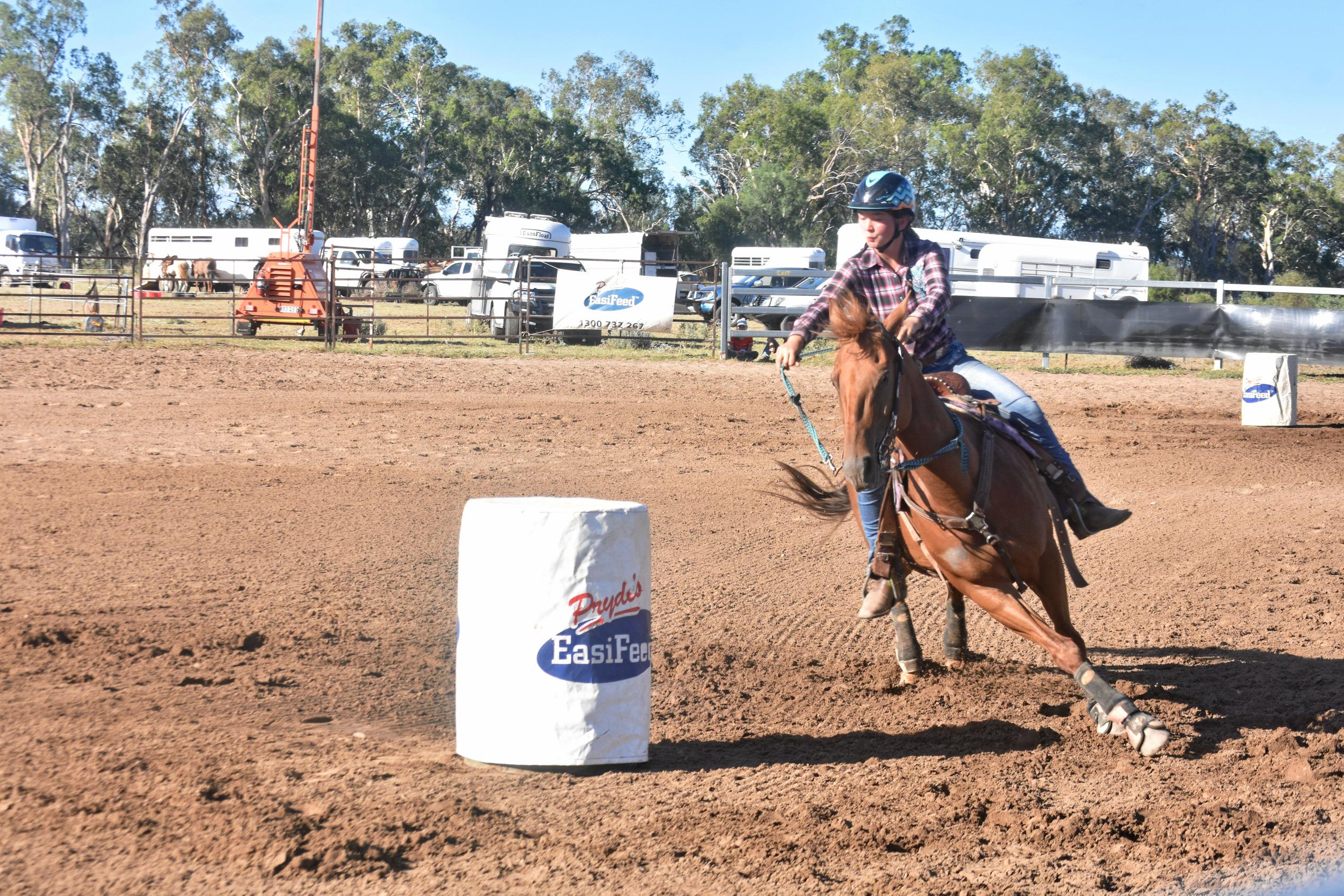 Madison Caban, 13-17 years barrel racing, Ayers Jackpot. Picture: Jorja McDonnell