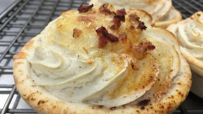 A potato and bacon pie from The Flying Pieman Pies at Jacob's Well Bakery.