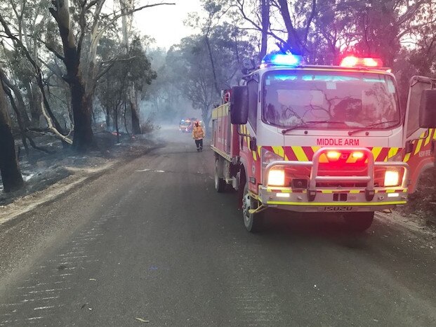 The Middle Arm brigade at the Green Wattle Creek fire. Picture: Warren Brown