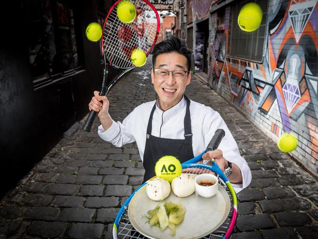 Beijing Betty Exec chef Anthony Choi will be serving up  mushroom filled bar buns with vinaigrette and pickles at the Australian Open. Picture: Jake Nowakowski