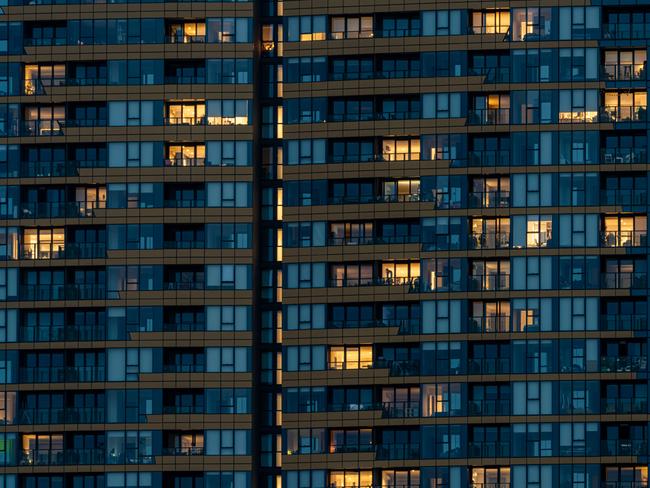 Dense high rise apartments in Melbourne CBD, Victoria, Australia