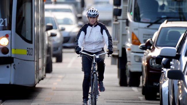 Sydney Rd traders have railed against a plan to replace car parks with cycling lanes because they warn it will be detrimental to business. Picture: Andrew Henshaw