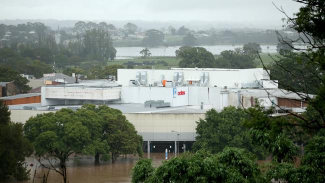 A shopping centre in Kempsey lies underwater. Picture: Nathan Edwards