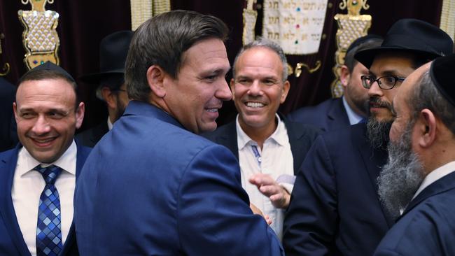 Florida Governor Ron DeSantis greets people in Surfside, Florida. Picture: AFP