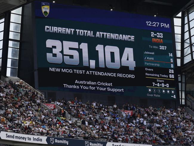 NCA. MELBOURNE, AUSTRALIA. 30th December 2024.  Day 5 of the Boxing Day Test match at the MCG .   Crowd figure just before lunch   .  Picture: Michael Klein