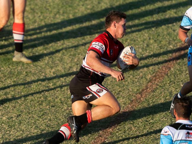 NRL NT Round 7: Northern Sharks v Litchfield Bears at Territory Rugby League Stadium, Marrara. Luke Mahood makes a run in the Darwin afternoon light.Picture: Che Chorley