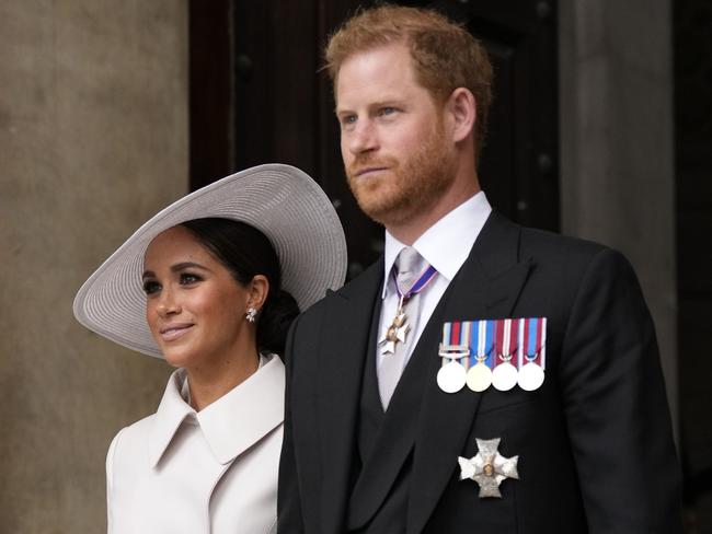 Prince Harry and Meghan Markle at the Platinum Jubilee. Picture: Matt Dunham – WPA Pool/Getty Images