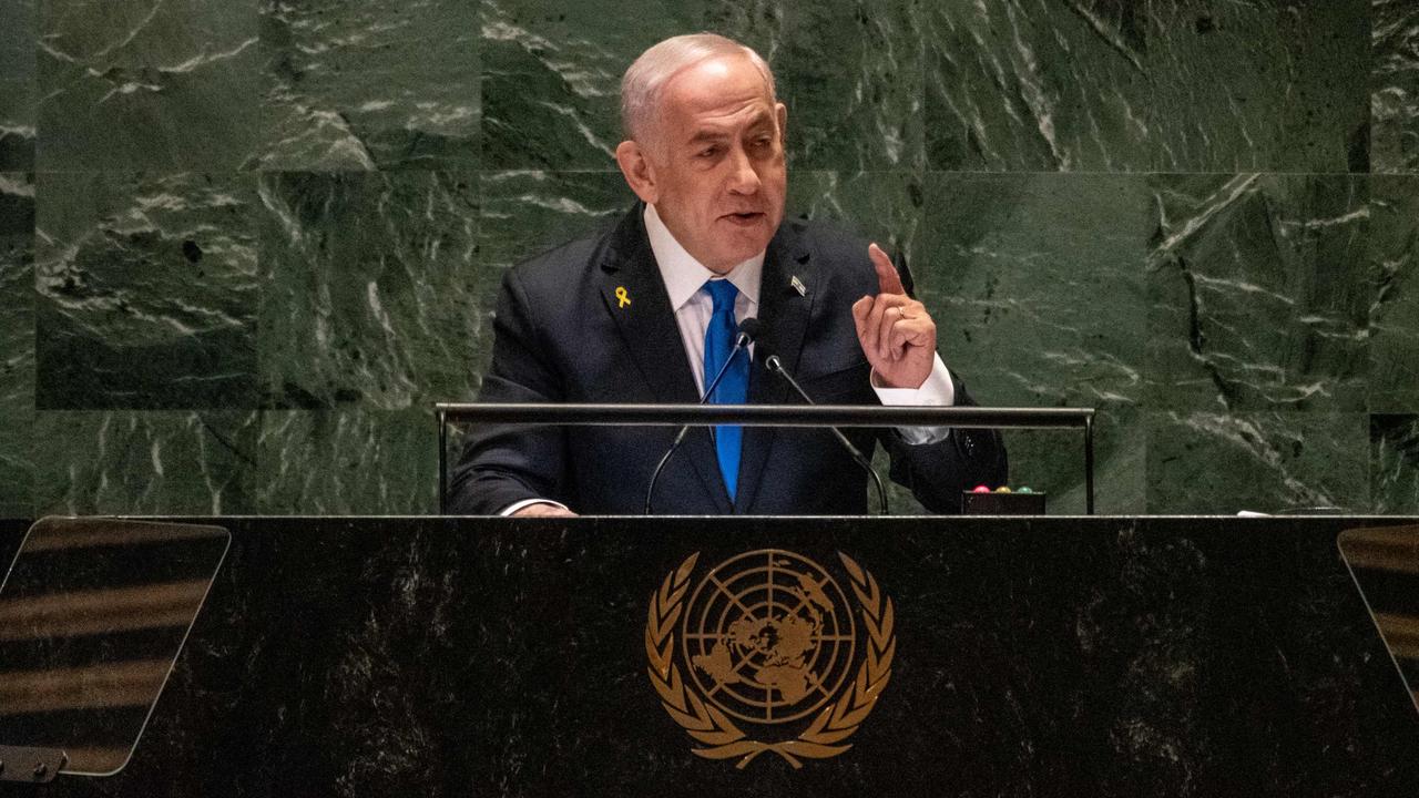 Israeli Prime Minister Benjamin Netanyahu speaks during the United Nations General Assembly on September 27, 2024. Picture: Stephanie Keith/Getty Images/AFP