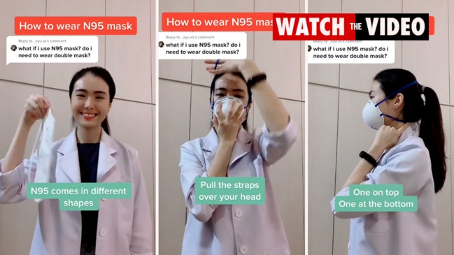 Dr Cheryl demonstrates how to wear a N95 mask