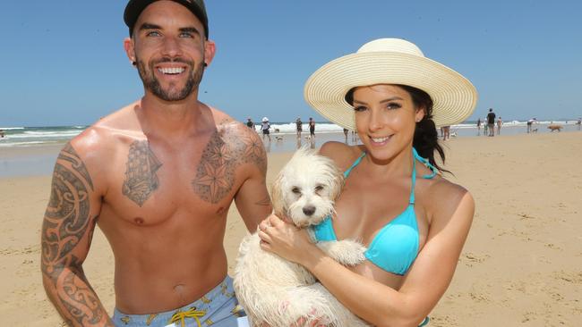 Kate Woodhouse 29 and Treve Bailey took some time out with their dog Bear Rogan at The Spit. Picture: Mike Batterham