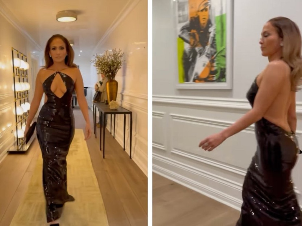 The “Let’s Get Loud” singer strutted through the mansion in a form-fitting black sequin dress Picture: Instagram/Jennifer Lopez