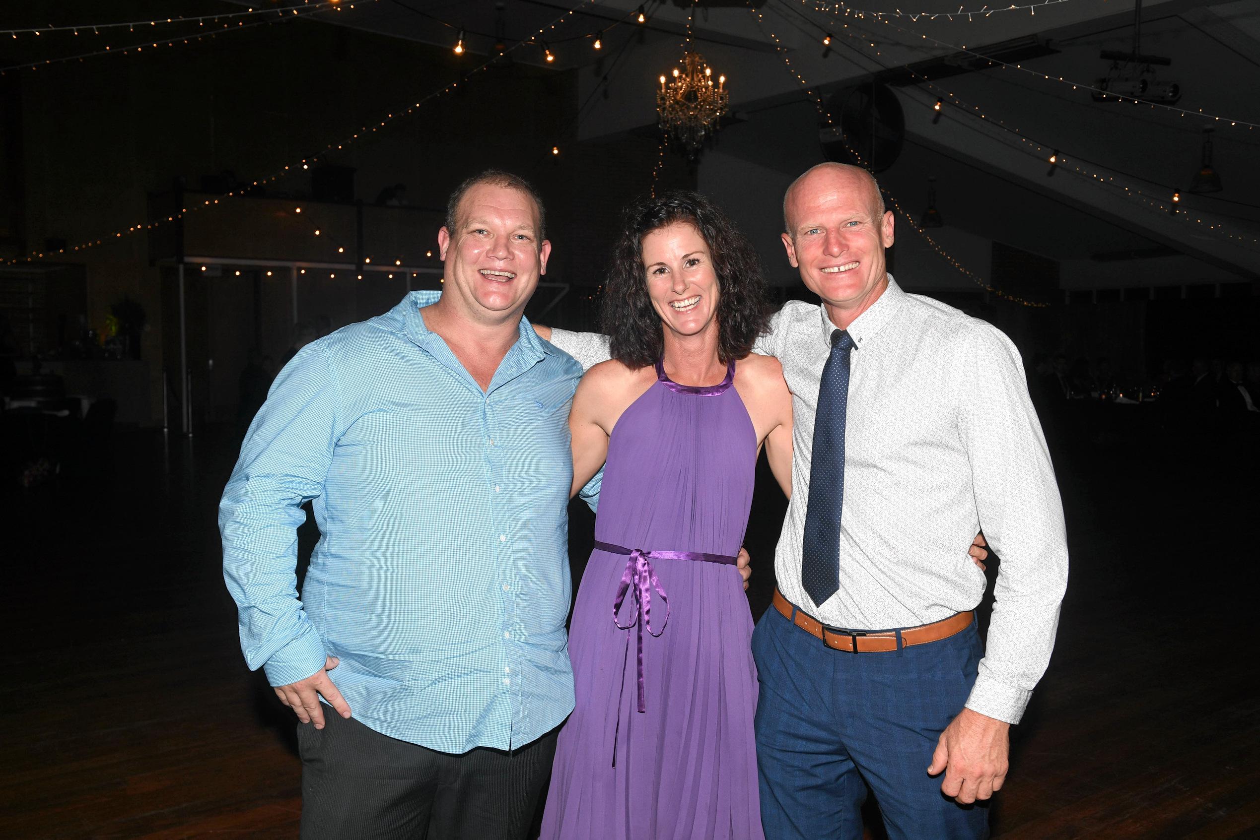 Gympie Show Ball - Mathew Willson, Kate Groves and Glen Hartwig. Picture: Troy Jegers