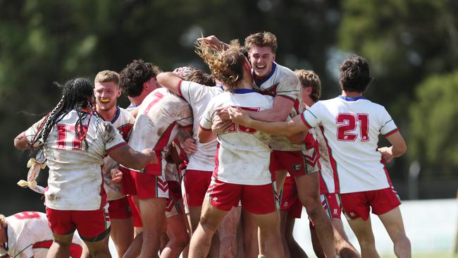 Monaro players celebrate their victory. Picture: Sue Graham