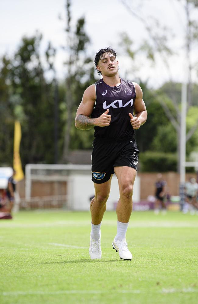 Kotoni Staggs at Brisbane Broncos Captain's Run and Toowoomba Fan Day at Toowoomba Sports Ground, Saturday, February 15, 2025. Picture: Kevin Farmer