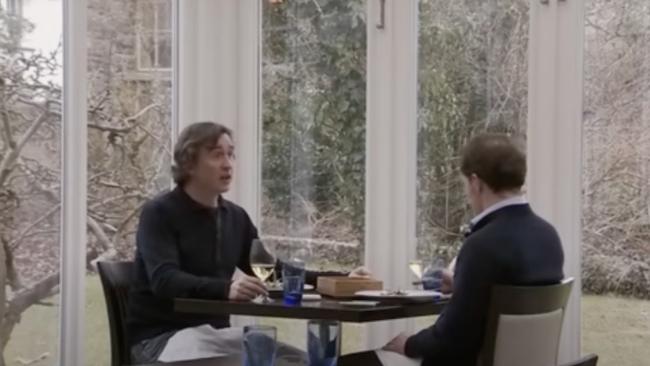 Steve Coglan, left, and Rob Brydon eating at L'Enclume in The Trip. Picture: YouTube