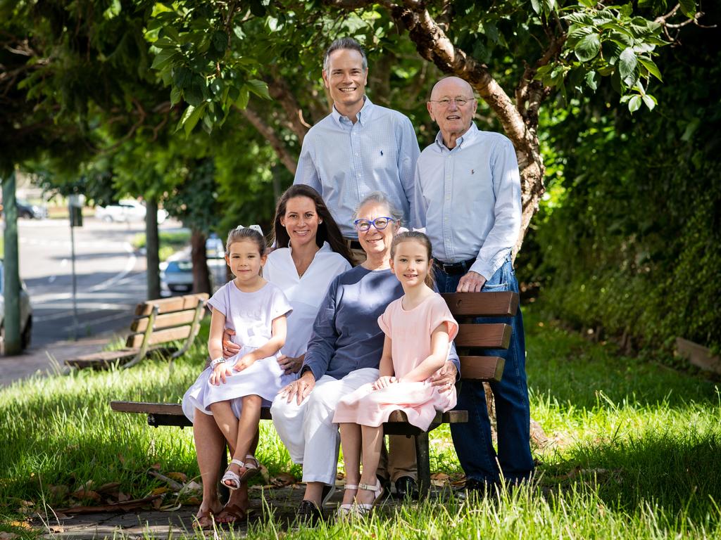 Tim James, his wife Nikki and daughters Chloe (6) and Madeleine (4); and his parents Bruce and Trish. Pics by Julian Andrews.