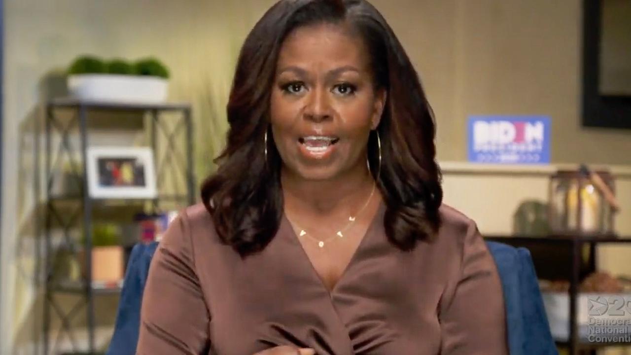 Mrs Obama appeared in a 26-minute video for the Biden campaign.