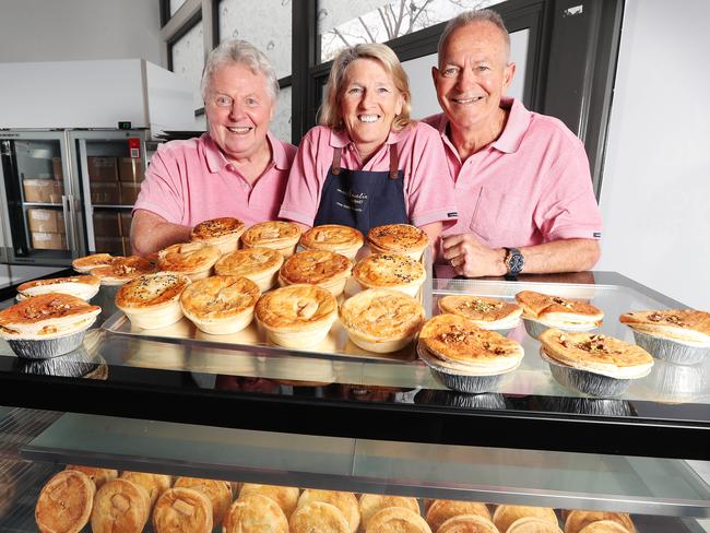 Miss Amelie Gourmet owners Rachel Little, Jim Myers and Ken Little at their new Prahran Market store. Picture Rebecca Michael.