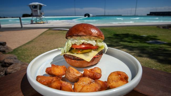 The burger with brilliant chicken-fat spuds.