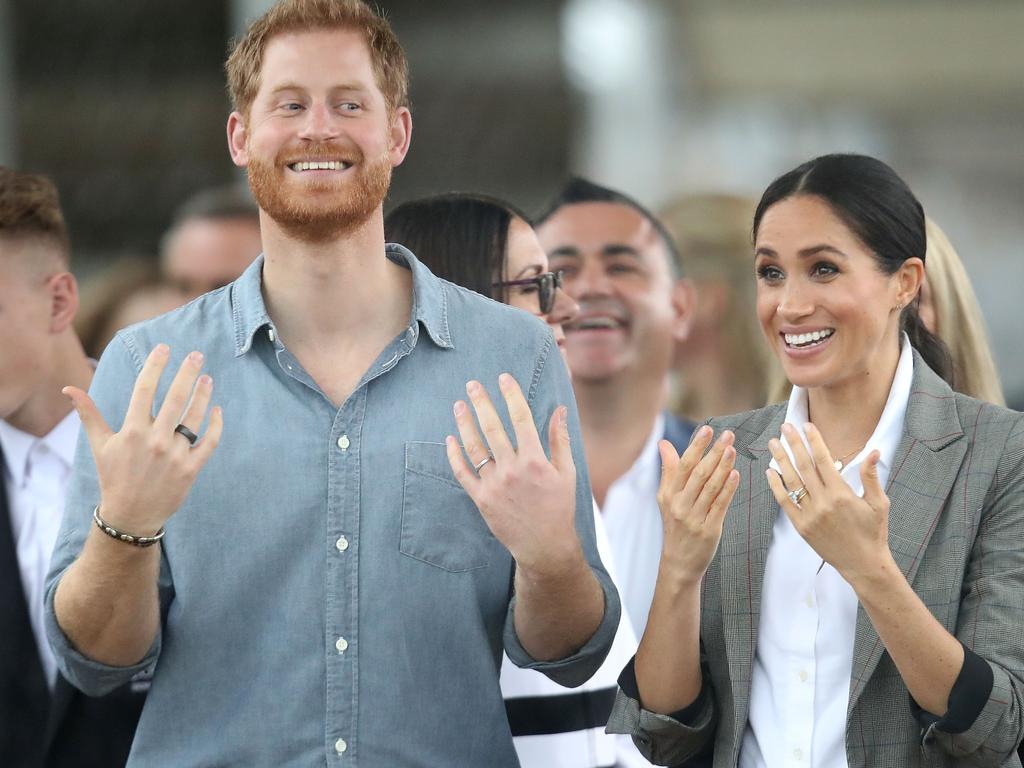 The excitable couple stop at Dubbo College Senior Campus. Picture: Chris Jackson/Getty Images