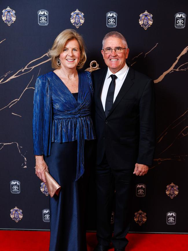 Chris Fagan and wife Ursula Fagan at the Gabba Brownlow Medal event. Picture: Josh Woning