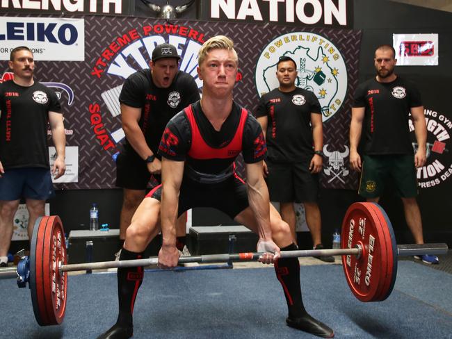 Powerlifters performing at the Matti Tikka Showcase Competition in Penrith.Harry Lawday, 14 doing deadlift