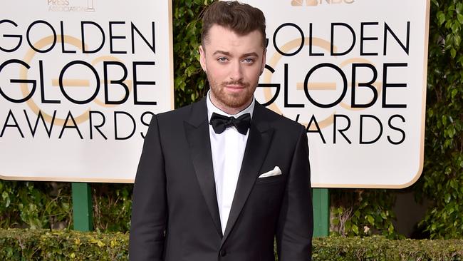 Crooner ... Sam Smith was greeted by screams as he arrived at the Golden Globe Awards. Picture: AP