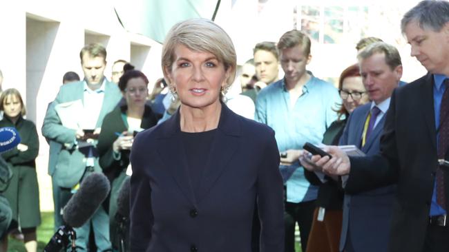 Julie Bishop holding a press conference at Parliament House, this morning. Picture: Kym Smith.