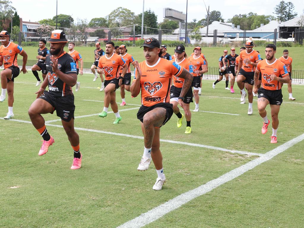 Just one day after the medical, Sullivan was back at Concord for a training session in front of the Wests Tigers members. Picture: Rohan Kelly