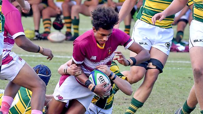 St Peters player no 12 Kadin Pritchard AIC First XV schoolboy match between St Pats and St Peters. Saturday May 29, 2021. Picture, John Gass