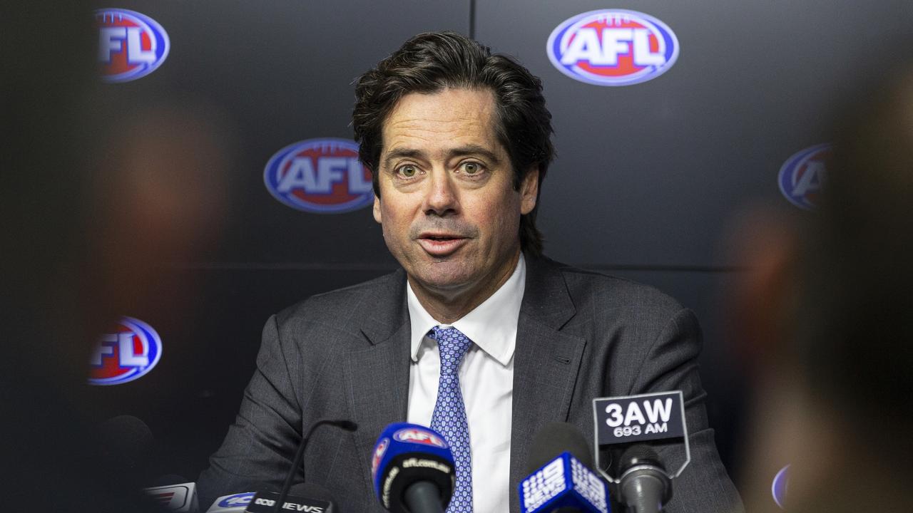 AFL Chief Executive Officer Gillon McLachlan speaks to media this month.