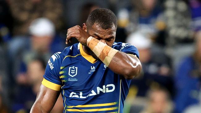 Maika Sivo is sent to the sin-bin during the round 20 clash with Gold Coast Titans in 2023. (Photo by Brendon Thorne/Getty Images)