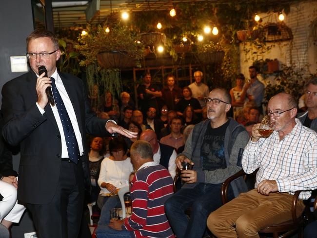 Grayndler Federal MP Anthony Albanese speaking at the packed out event.  Picture: John Appleyard