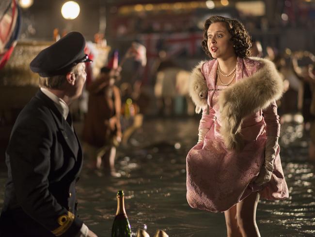 total fiction ... English actor Bel Powley as Princess Margaret in a scene from A Royal Night Out.