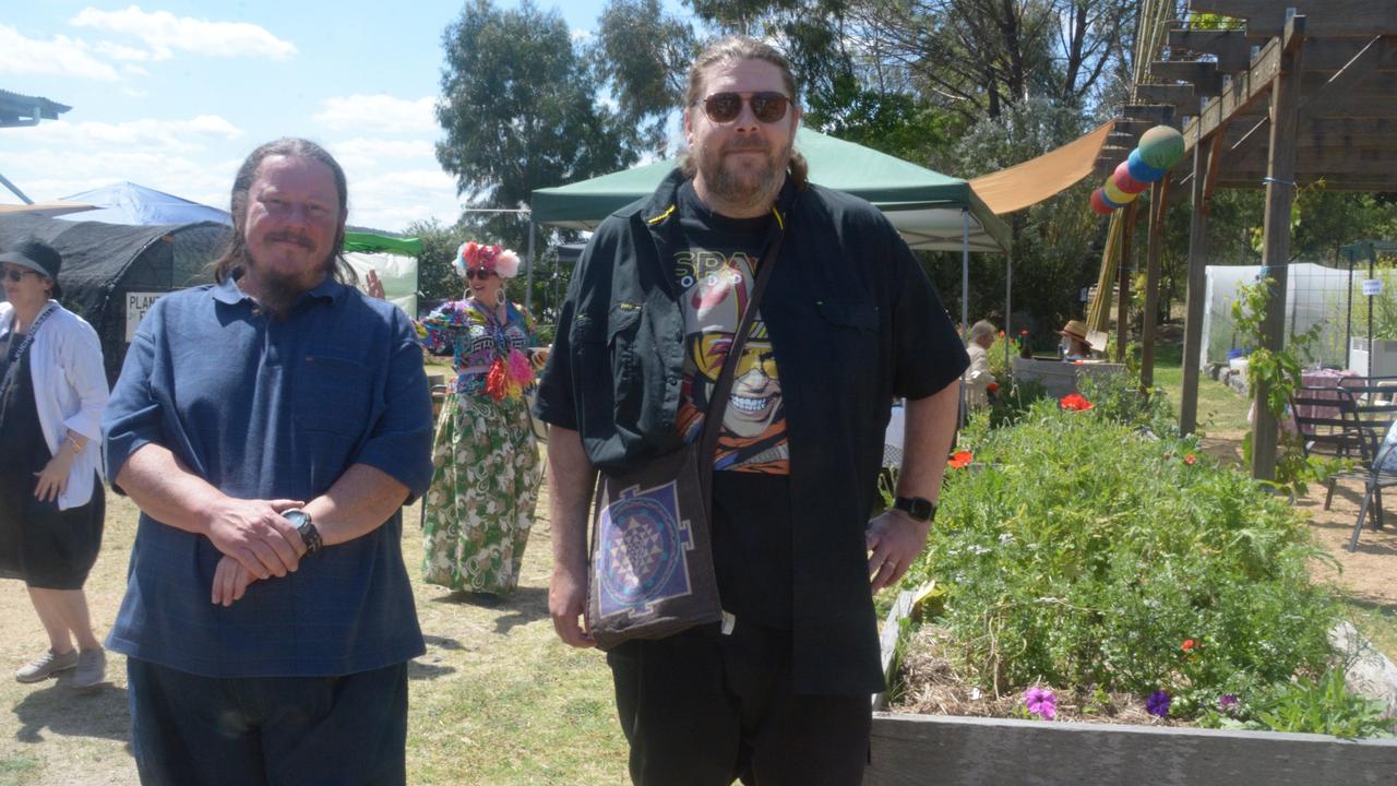 Bryce (L) and Jake (R) at the Totems of Hope gala opening at Whistlestop Community Gardens in Stanthorpe.