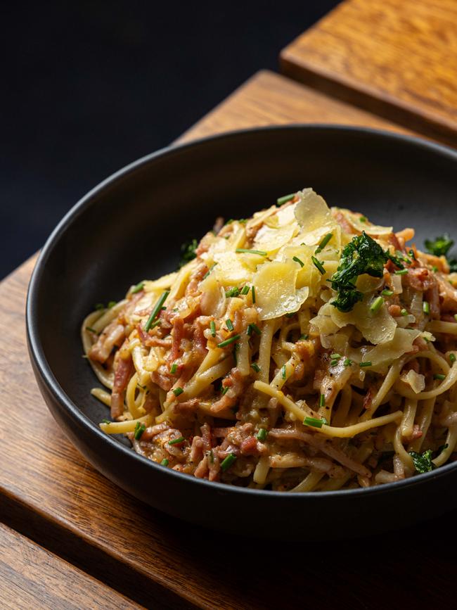 Waymark Hotels regional manager Trent Farrell said the new menu at Lees Hotel in Ingham showcased the best in Australian cuisine and a number of dishes in a nod to the district’s Italian heritage, including pasta, chicken parmigiana, wines and beers. Picture: Doug Simpson