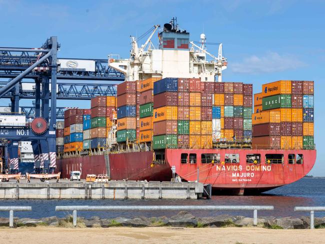 SYDNEY, AUSTRALIA. NCA NewsWire Photos. AUGUST 05 2022. General images of shipping containers and cargo vessels at Port Botany port. Picture: NCA NewsWire/ Seb Haggett