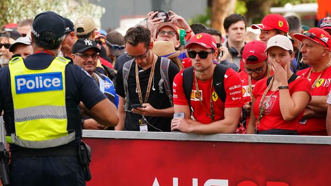 Dejected would-be spectators at the Albert Park. Picture: AAP Image/Scott Barbour