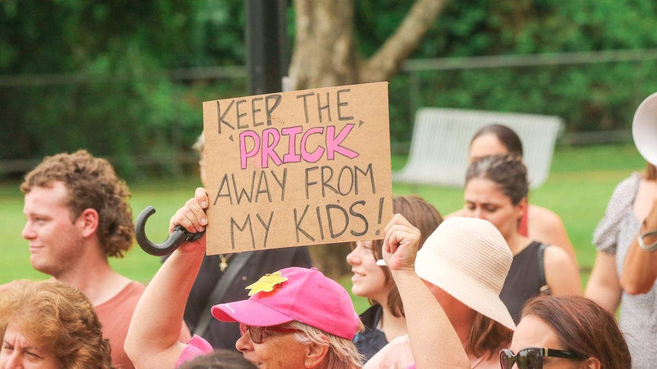 Protesters congregate at the Cenotaph at a Free in the NT march in Darwin. Picture: Glenn Campbell